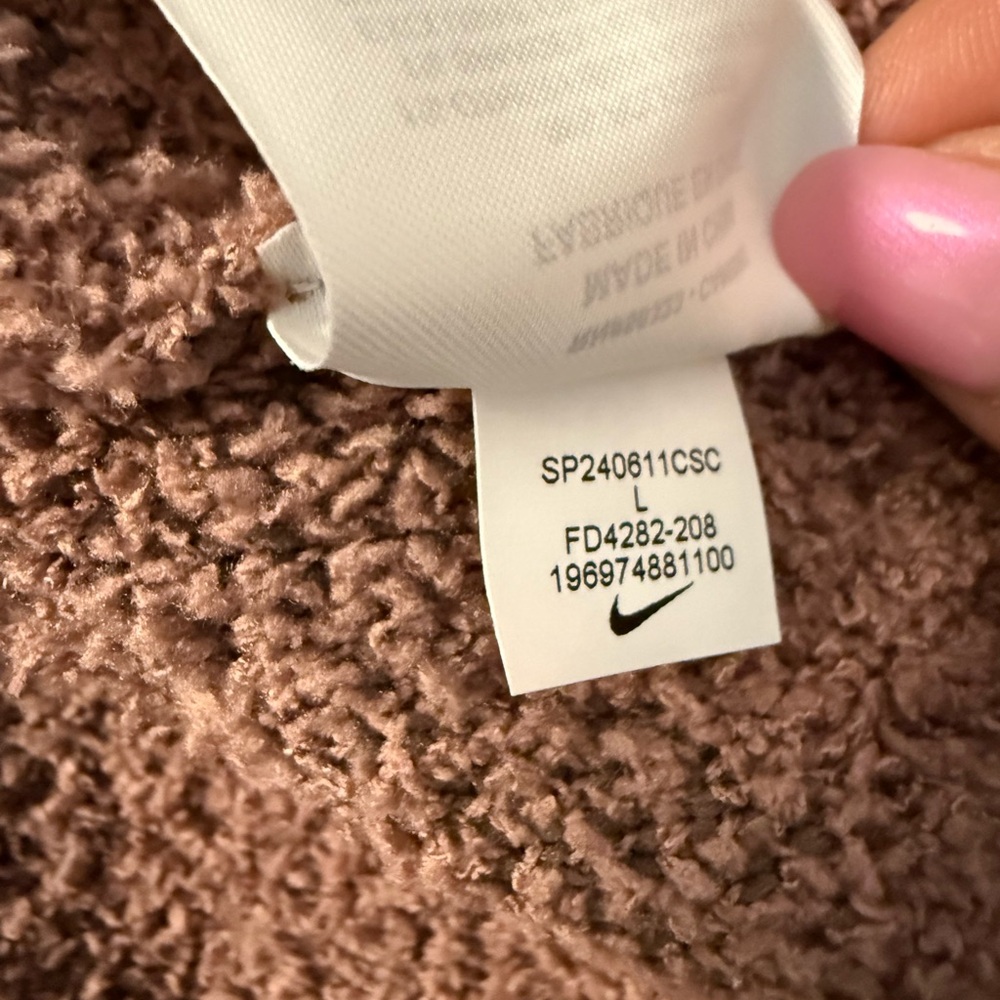 Nike Sportswear Phoenix Cozy Boucle Long Knit Cardigan Smokey Mauve Size Large - Picture 9 of 13